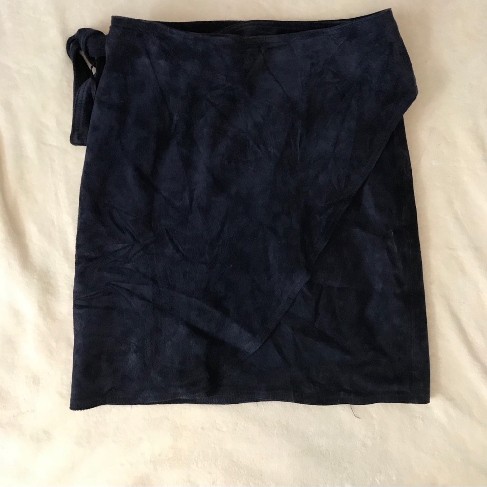 Vintage blue suede wrap skirt